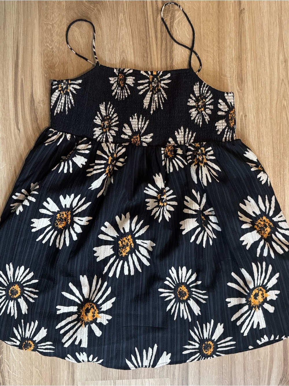 American Eagle Outfitters Black Floral Smocked Spaghetti Top